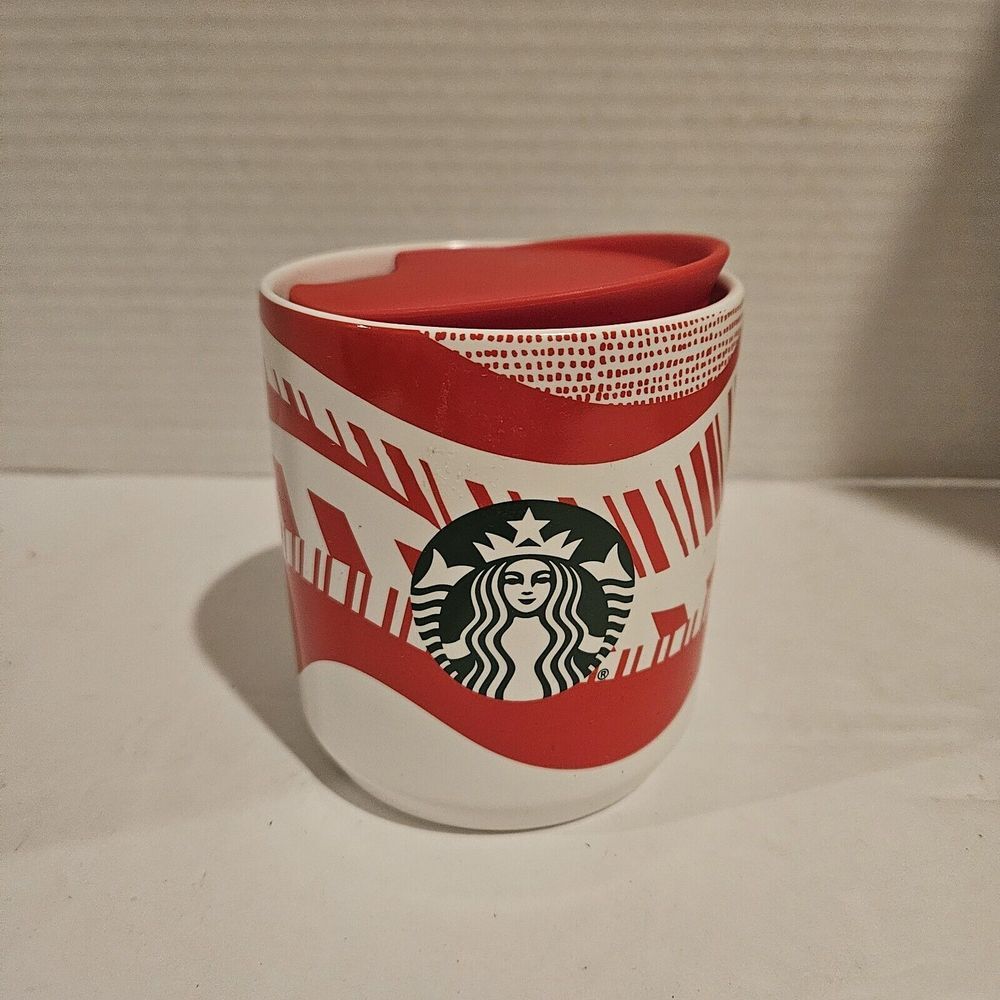 New Nos Starbucks Holiday Christmas 2021 Ceramic Mug with Lid 8oz Siren Logo - Picture 2 of 5